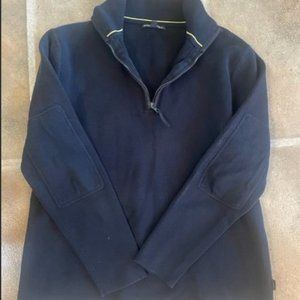 Banana Republic dark navy 3/4 zip pullover with elbow patch detail size M